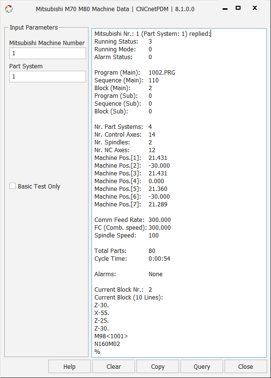 Mitsubishi Machine Data Output