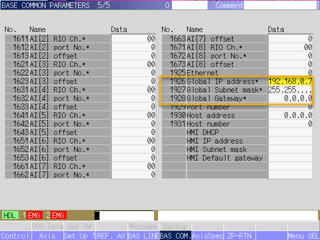 IPv4 address setup screen (older models) 