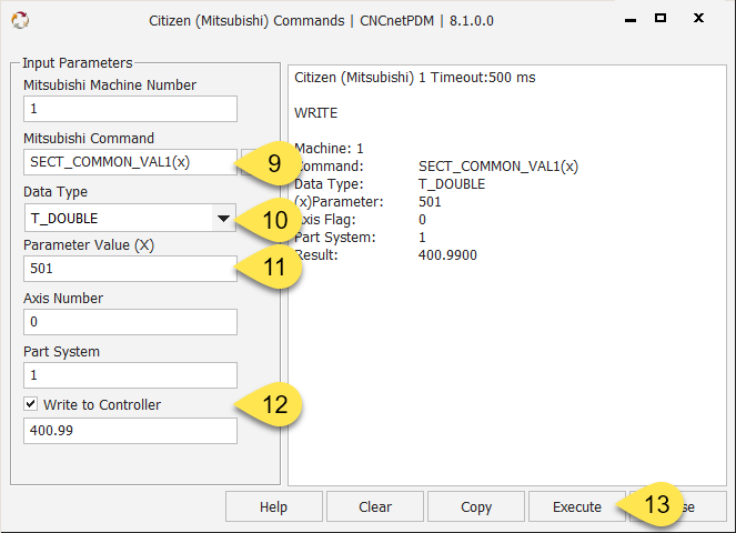 Write data to Citizen machine (Mitsubishi controller)